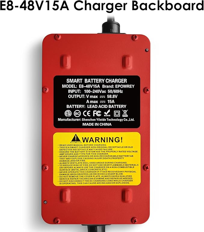 15 AMP 48 Volt Golf Carts Battery Charger for Club Car 3-Pin Round Plug,for Lead Acid Battery