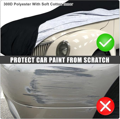 Waterproof Car Cover Compatible with Chevrolet El Camino 1968-1972, 300D with Inner Cotton Liner All Weather Classic Car Covers with Zipper Door Reflective Strips Lock for Snow Rain Dust