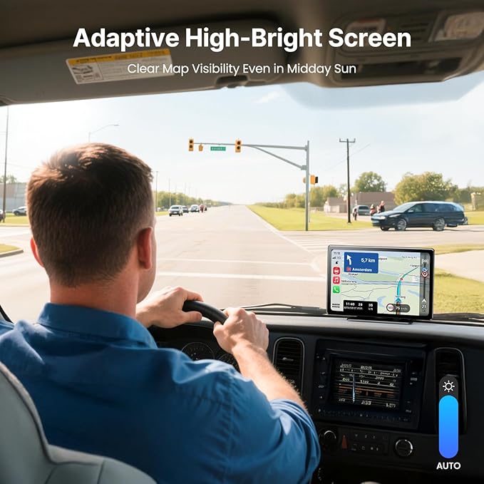 9''HD Wireless Carplay Screen For Car 4K Dash Cam&1080P Backup Camera With Apple Carplay&Android Auto Voice Control GPS DVR Call Music Message Mirror Link Airplay/Android Cast Fit Pickup Truck SUV MPV