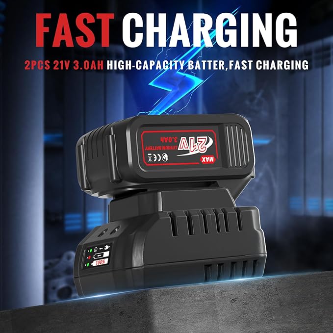 Cordless Buffer Polisher, 5 Inch Random Orbital Car Buffers Waxer and Polishers Kit, 6 Variable Speed 1000-5200 RPM, 21V 3.0Ah Batteries ,for Car Detailing, Waxing, Boat Sanding, Scratch Removing