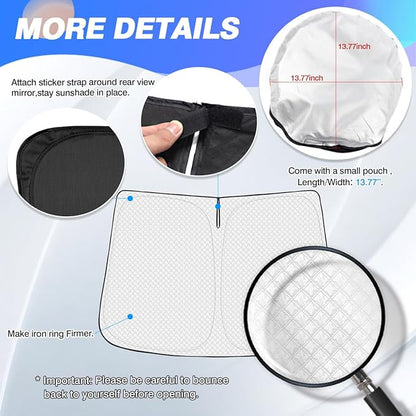 Windshield Sun Shade for Jeep Grand Wagoneer 2022-2025 2026 (Not for Jeep Wagoneer) Thicken 6-Layer Front Window Sunshade Cover Sun Visor Protector Foldable Block UV Rays Keep Vehicle Cool