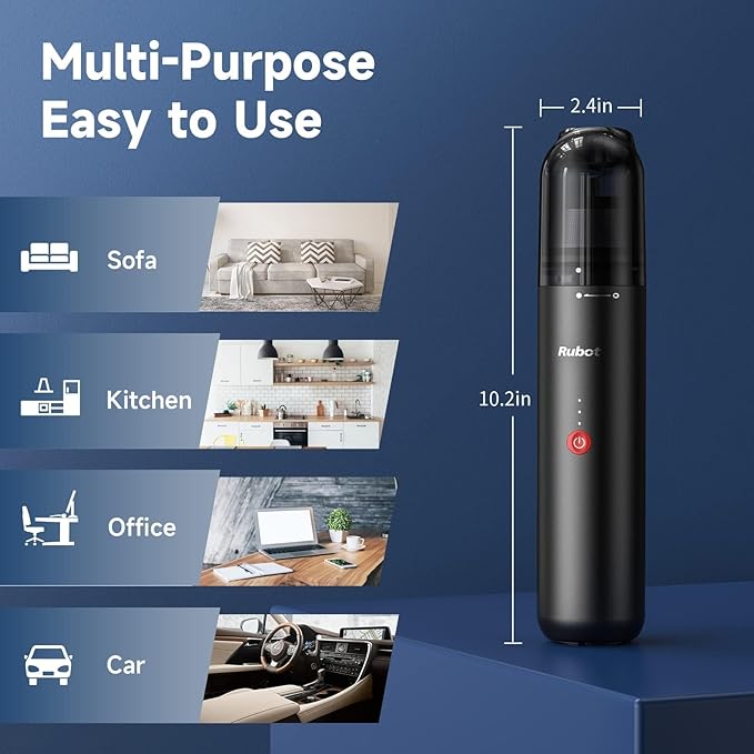 RUBOT Handheld Vacuum Cleaner, 16000PA Powerful Suction Car Vacuum Protable Cordless，Keyboard Cleaner Mini Cordless Vacuum for Car Home and Office