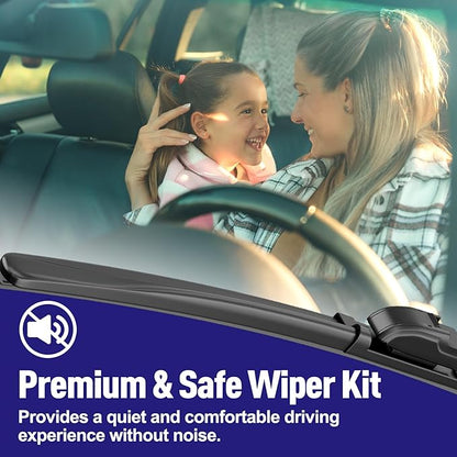 AJK Wiper Blades for Hyundai Kona 2018 2019 2020 2021 2022 2023, 2 Piece All Weather OEM Quality Automotive Replacement Windshield Wiper Blades for My Car