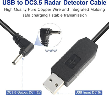 Radar Detector Power Cable for Cobr RAD350 380 450 480i 700i XRS9370 955 5300 9940 SPX 5300 5521 7700 ESR700 ESD737 767 SLR Vendetta 500,Power Cord for Cobr,Car Replacement Charging Cable 6.56ft