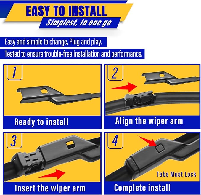 3 wipers Replacement for 2011-2017 GMC Terrain/2011-2017 Chevrolet Equinox, Windshield Wiper Blades Original Equipment Replacement - 24"/17"/13" (Set of 3) Top Lock