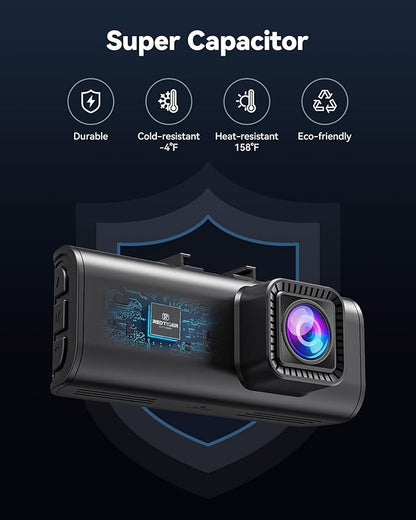 REDTIGER Dash Cam Front Rear, 4K/2.5K Full HD Dash Camera for Cars, Included 32GB Card, Built-in Wi-Fi GPS, 3.16” IPS Screen, Night Vision, 170°Wide Angle, WDR, 24H Parking Mode(F7NP)