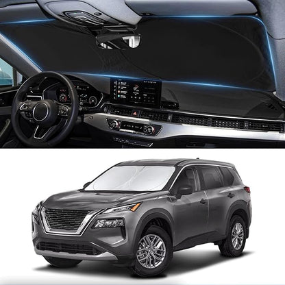 Custom Fit Rogue Windshield Sunshade for 2023-2024 2025 Nissan Rogue (NOT for Rogue Sport & 2021 Rogue 3rd Gen. T33) Window Car Shades Shield Cover for Windshield 210T Silver Coating Sun Visor