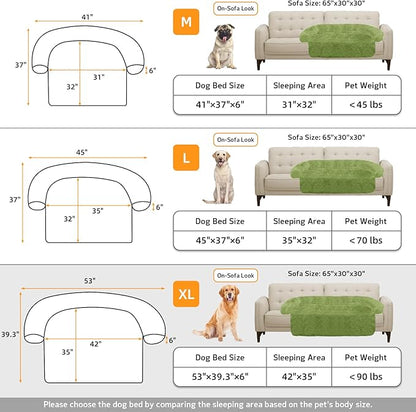 GGIB Calming Dog Bed Fluffy Plush Dog Mat for Furniture Protector with Removable Washable Cover for Large Medium Small Dogs and Cats (Extra Large (53x39.3x6), Grass Green)