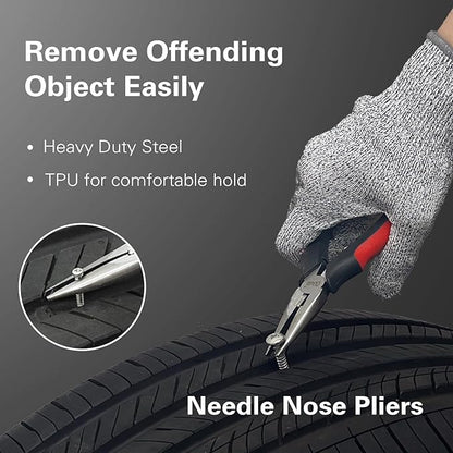 CKAuto Tire Plug Repair Kit, Heavy Duty Car Emergency Tool Kit for Flat Tire Puncture Repair, 80 Pcs Value Pack, Tire Patch Kit fit for Autos, Cars, Motorcycles, Trucks, RVs, etc.