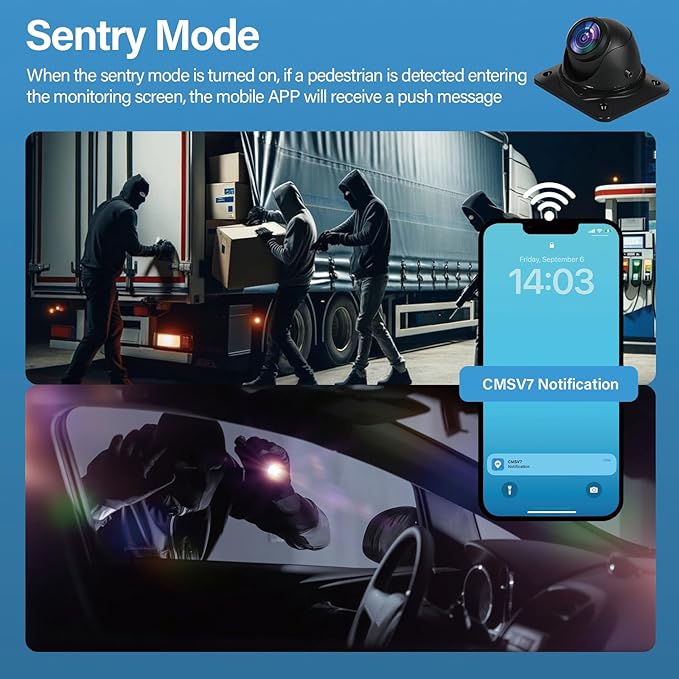 6CH RV Camera System 4G WiFi Live View GPS Tracking 10.1" AI Touch Screen Monitor with 4 Pieces 1080P Waterproof Night Vision Front Side Backup Camera Sentry Mode Blind Spot Pedestrian Detection