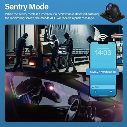 6CH RV Camera System 4G WiFi Live View GPS Tracking 10.1" AI Touch Screen Monitor with 4 Pieces 1080P Waterproof Night Vision Front Side Backup Camera Sentry Mode Blind Spot Pedestrian Detection