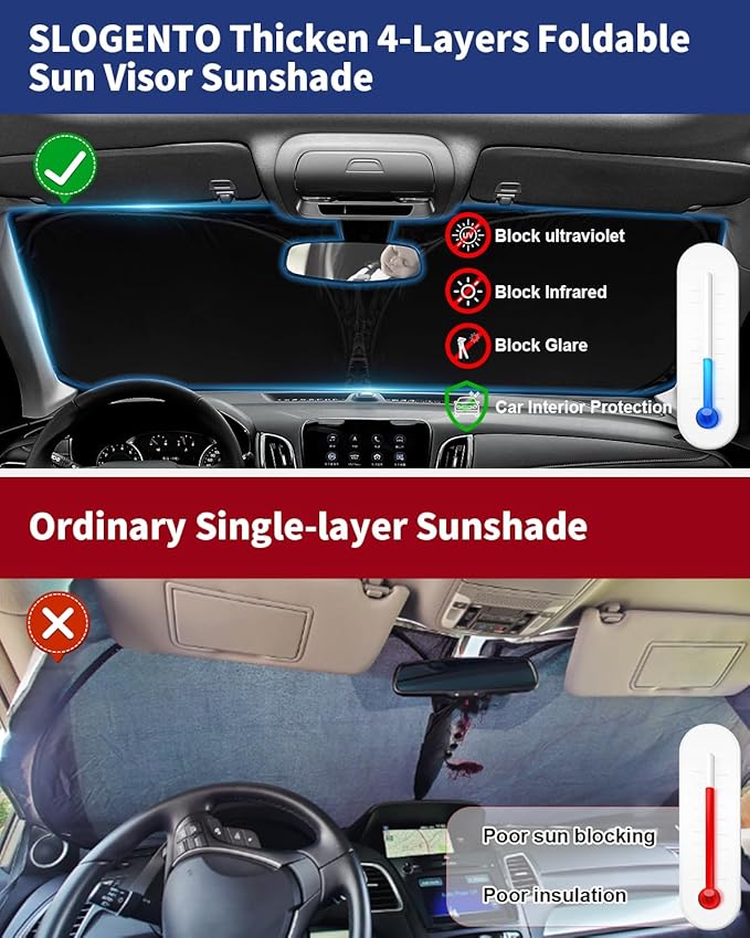 Sunshade Sun Shade for 2020 2021 2022 2023 2024 2025 Kia Telluride Accessories Custom Fit Telluride Windshield Cover Fodable 240T 4-Layer Front Window Shield Sun Visor Protector Block UV Rays