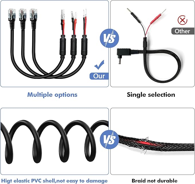 Radar Detector Hardwire Power Cord,Rearview Mirror Plug Cable,with Inline Fuse Holder,Suitable for Escort Beltronics Valentine One Cobra Whistler Radar Detector,3-Piece Set,9.8'' (RJ11)