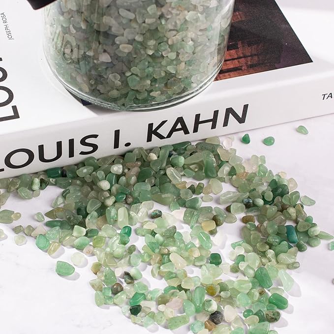 0.5 Lb/230g Green Aventurine Crystal Chips Bulk Crushed Stones, Natural Gemstones Jade Pebbles Marbles Tumbled Healing Crushed Quartz for Vase Fillers, Aquarium Gravel Rocks and Home Decoration