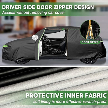Car Cover for 2014-2025 Mini Cooper/Cooper S/Hardtop/Clubman/Countryman 4 Door,Full Exterior Car Covers for Automobile All Weather Waterproof Heavy Duty,Zipper/Cotton UV Proof Custom fit【210T Taffeta】