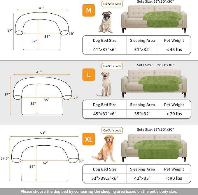 GGIB Calming Dog Bed Fluffy Plush Dog Mat for Furniture Protector with Removable Washable Cover for Large Medium Small Dogs and Cats (Large, Grass Green)