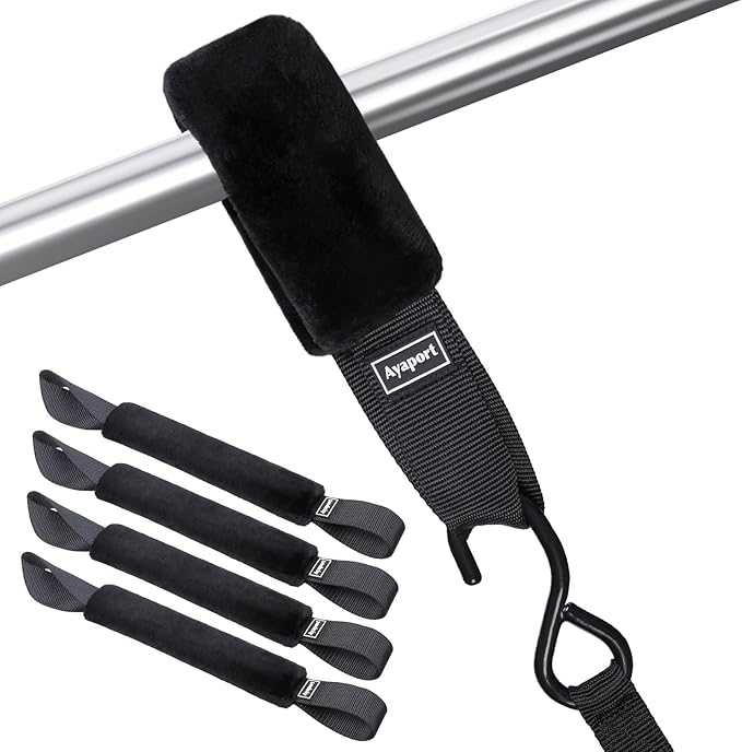 Ayaport Soft Tie Cover Set Include 4 pcs Synthetic Sheepskin Plush Covers and 4 pcs Soft Loop Tie Down Straps for Protecting Motorcycle, Dirt Bike, ATV, UTV etc. 1.5"x18"