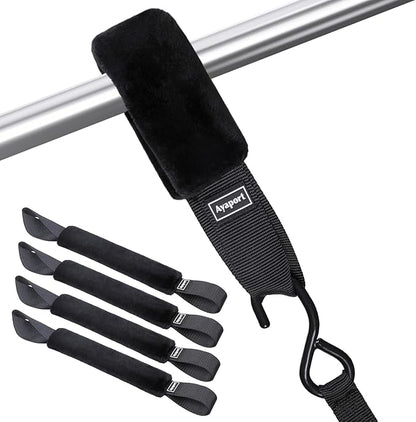 Ayaport Soft Tie Cover Set Include 4 pcs Synthetic Sheepskin Plush Covers and 4 pcs Soft Loop Tie Down Straps for Protecting Motorcycle, Dirt Bike, ATV, UTV etc. 1.5"x18"