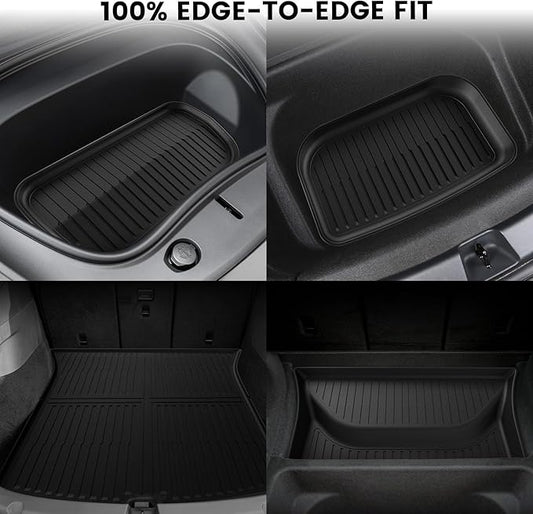 LASFIT Trunk Mats for Tesla Model Y Juniper 2025/2026 Cargo Liners Car Accessories, Custom Fit TPE All Weather Trunk Liners Frunk Rear Sub Trunk Mats Set 4PCS