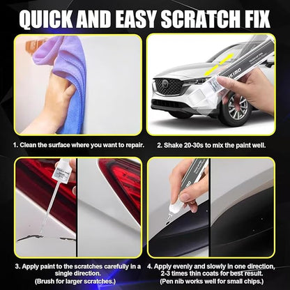 KIKIMO for Mazda Touch Up Paint(Rhodium White Metallic(51K)), Car Paint Repair Kit for Mazda, 2 In 1 Scratches Repair with Pen Tip and Brush, Color-Matched for Quick & Easy Fix