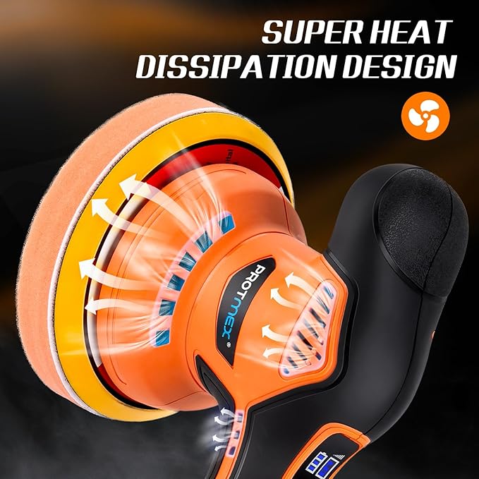 Cordless Car Buffer Polisher w/ 2x2000mAh 21V Batteries, 6 Inch Car buffer Waxer Kit, Car Polishing Machine w/ Extra 18 PCS Attachments & 6 Variable Speed, Car Buffer Polisher for Car Detailing