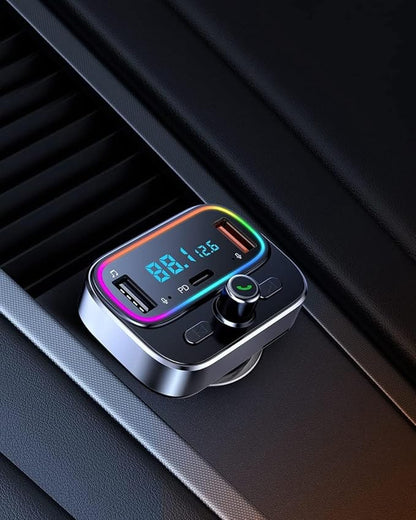 Bluetooth FM Transmitter for Car Wireless Radio Adapter Kit, Hands-Free Calling Dual Microphone, Fast Charging 18W & PD 20W for All Smartphones Audio Players, Supports TF/SD Card and USB Disk