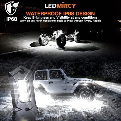 White Rock Lights,LEDMIRCY R3 Pure White LED Rock Lights Kit 16PCS with Switch Wire Harness for Trucks Off Road ATV UTV SUV RZR High Power Under Body Light Waterproof Shockproof Trail Rig Light