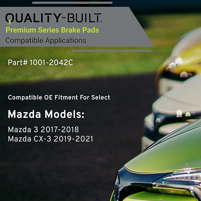 Premium Ceramic Rear Brake Pads (1001-2042C) Compatible with Mazda 3 2017-2018, Mazda CX-3 2019-2021