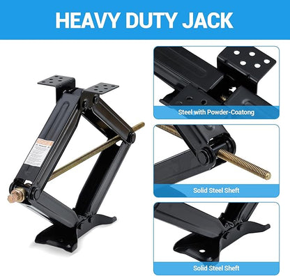 Garvee 24" RV Scissor Jack - 7500lb Heavy Duty Leveling Stabilizer with Crank Handle, Stable Base, 4"-24" Adjustable Height, Powder Coated Steel for Travel Trailers, RVs & Campers - 4 Pack