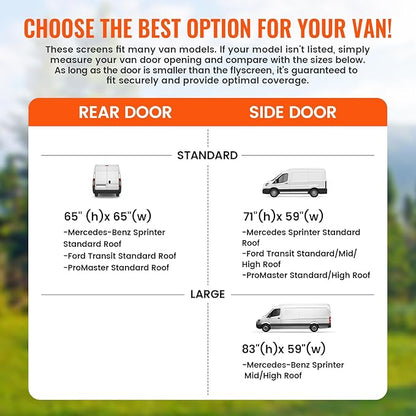 83''H x 59''W Van Bug Screen Side Door Sliding Door Window Covers with Magnetic Closure Car Window Screens for Mercedes Sprinter Motorhome Camper