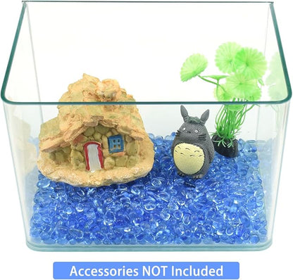 1 Lb (460 g) Light-Blue Sea Glass Stones Irregular Rainbow Glass Pebble Decorative Rock Quartz Tumbled Gemstone Chips for Aquarium Decoration/Vase Filler/Jewelry Making/Handwork Craft/Gems Display