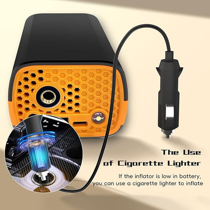 Tire Inflator Portable Air Compressor, Air Pump for Car Tires 5X Faster 150 Psi Digital Pressure Gauge, LED Light and Auto Shut-off Cordless Pocket Portable Pump for Car, Motorcycle, Bike, Balls etc.
