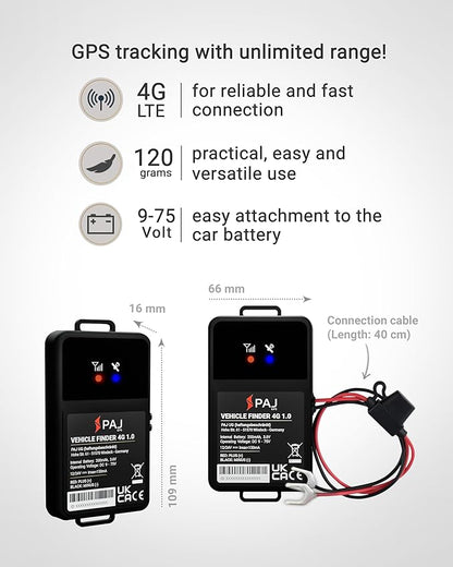 PAJ GPS Vehicle Finder 4G, 1.0 - Cellular Connected, Real Time Tracking GPS Tracker for Cars, Motorcycles, Trucks & More - Versatile & Secure Fleet Management