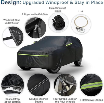 Full Car Cover for Jeep Grand Cherokee All Weather Waterproof Windproof 6 Layer Full SUV Car Covers Custom Fit for 2011-2025 Jeep Grand Cherokee WK2 with Door Zipper and Storage Bag (Up to 193” L)