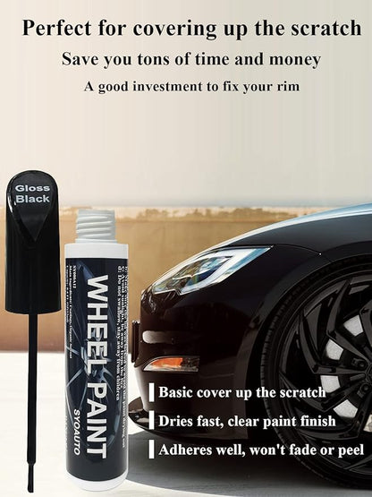 SYOAUTO Gloss Black Rim Touch Up Paint, Car Wheel Scratch Repair Touch Up Paint Pen, Universal Color Rim Wheel Paint (Gloss Black)