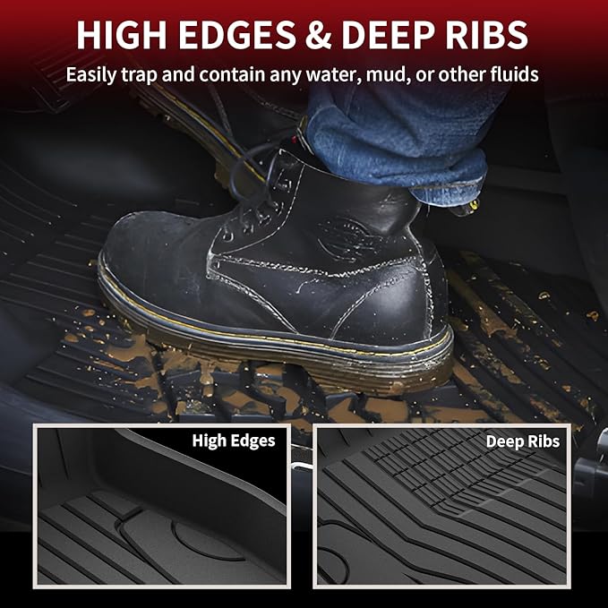 LASFIT Floor Mats for Mercedes Benz GLB 250/35 AMG 2025 2024 2023 2022 2021 2020, All Weather TPE Custom Fit Floor Liners for Mercedes Benz GLB250 & GLB35 AMG 1st & 2nd Car Mats, Black