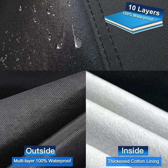 10 Layers SUV Car Cover Custom Fit for Toyota Highlander (2007-2025) Waterproof All Weather for Automobiles, Outdoor Full Cover Sun UV Rain Protection with Cotton.Black