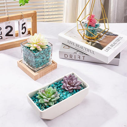 0.5 Lb/230g Blue Howlite Turquoise Crushed Stone Crystal Chips Bulk, Aquarium Gravel Rocks Polished Tumbled Stones Marble for Vases Filler, Garden and Fish Tank Decoration - 7-9mm