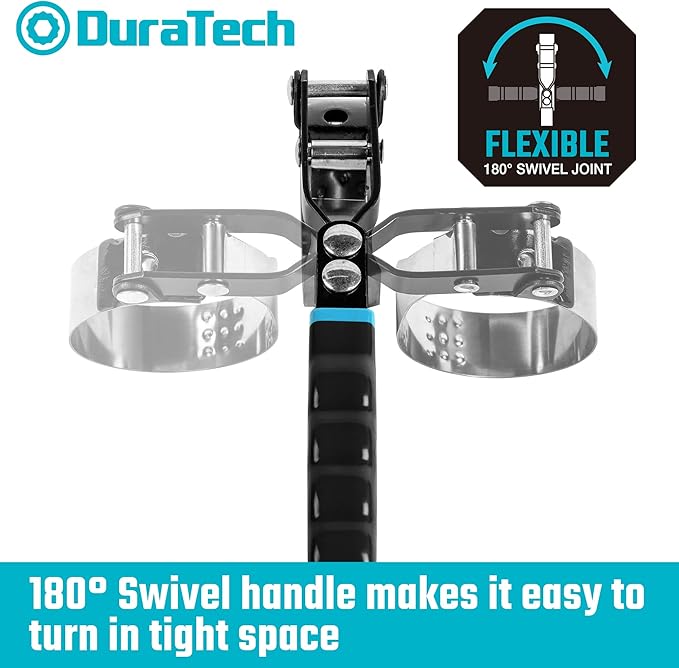 DURATECH Large Swivel Oil Filter Wrench, Oil Filter Removal Tool, Fits Filters 3-7/8"-4-3/8", Perfect for Car Repair Tools