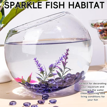 1 LB Purple Glass Marbles, Mini Flat Glass Beads~150 PCS for Vase Fillers, Floral Bottom Mancala Gems Pebbles Fish Tank Rocks for Table Aquarium,Home Decor Art Craft Supplies(0.5"~0.7")