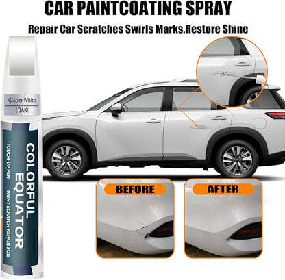 QAK Glacier White Touch Up Paint for Nissan, Car Paint Pen Scratch Repair Two-In-One Touch Up Paint, Premium Car Scratch Remover for Deep Scratches