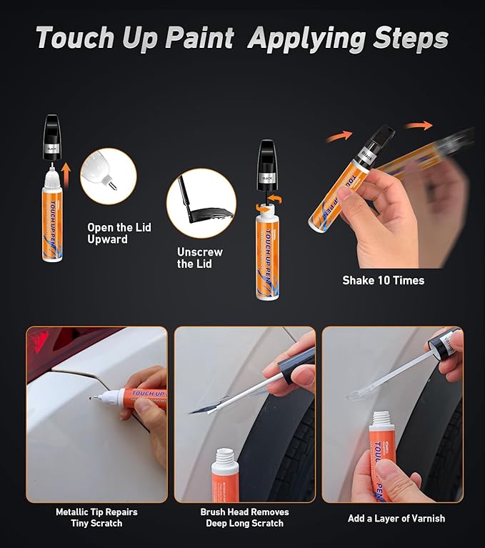 Touch up Paint for Cars, Car Scratch Remover for Vehicles, Car Paint Scratch Repair Automotive Touch Up Paint Pen for Rim, Wheel 2PCS (Grey+Varnish)