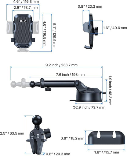 2025 Ultimate Car Phone Holder【80+LBS Strongest Suction & Military-Grade】 Universal Cell Phone Holder Truck Car Mount for Dashboard Windshield Air Vent for iPhone 16 Pro Max 15 Samsung 2pcs,Black