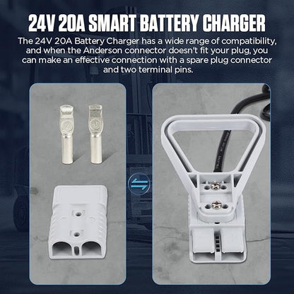 Forklift Battery Charger 24V 30A Automatic Smart Charger, Automotive Battery Charger Fully-Automatic Smart Charger for Forklift Club Car Golf Cart (24V20A)