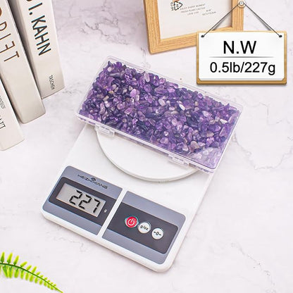 0.5 Lb/230g Amethyst Quartz Crystal Chips Bulk, Purple Crushed Stones Natural Gemstones Healing Reiki Crystals Mini Quartz Vase Filler Aquarium Gravel Rocks, 5-7mm