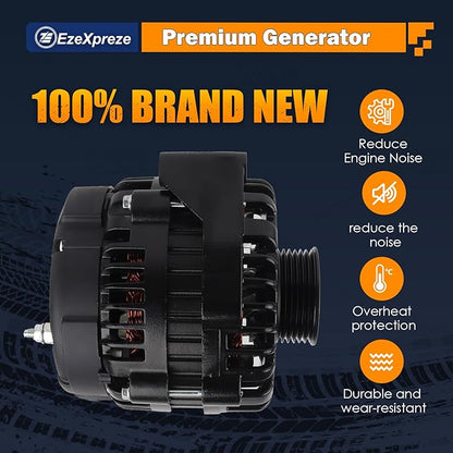 Ezexpreze Alternator Replacement for 99-07 Chevrolet Silverado 1500, 02-06 Avalanche, 99-07 GMC Sierra 1500,03-06 Envoy, 00-04 Yukon 4.3 5.3 6.0 8.1L, 02-04 Cadillac Escalade 160A 40012204