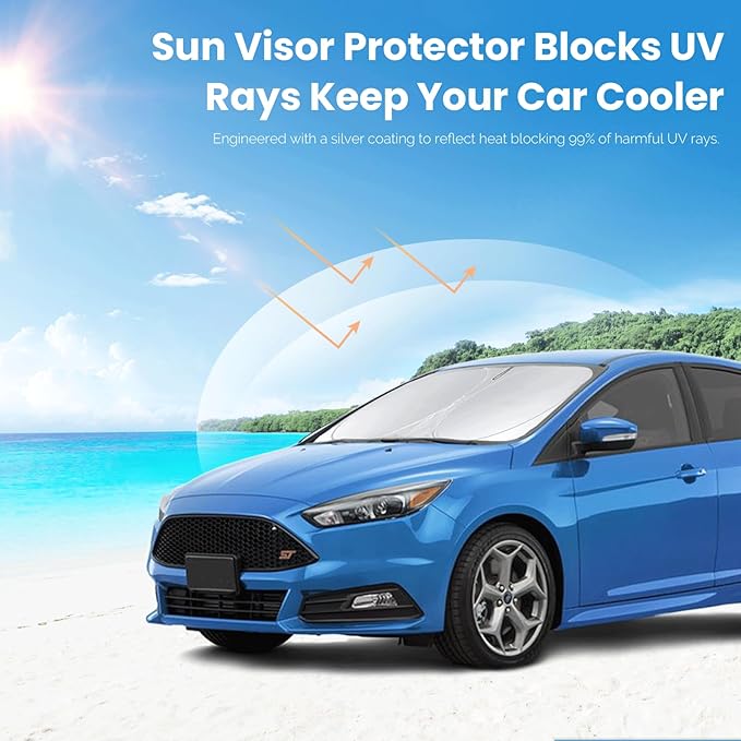 Sun Shade for Ford Taurus 2013 2014 2015 2016 2017 2018 2019-2023 Accessories Window Sunshade Custom Fit Taurus Sedan Windshield Sun Visor Reflective Protector Foldable Shield Blocks UV Rays