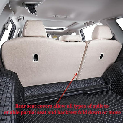 coverdream CRV Seat Covers Custom Fit for 2017 2018 2019 2020 2021 2022 Honda CRV LX, EX, SE, EX-L,Touring,Hybrid,Full Coverage Polyester Car Seat Protector(Full Set,Beige)