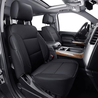LUCKYMAN CLUB Custom Fit Seat Covers for 2014-2018 Chevy Silverado Sierra 1500, 2015-2019 Silverado Sierra 2500 3500 Crew Cab (Black)