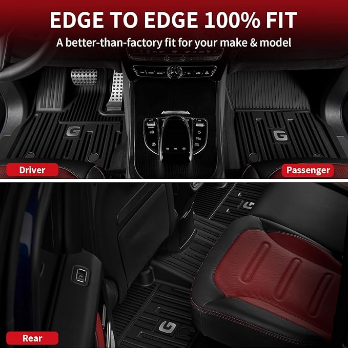LASFIT Floor Mats & Trunk Mat for Mercedes Benz G Class 2026 2025 2024 2023 2022-2019 G550 / G580 / G63 AMG SUV, All Weather TPE Custom Fit Car Mats for G Class, 1st & 2nd Row Floor Liners & Cargo Mat